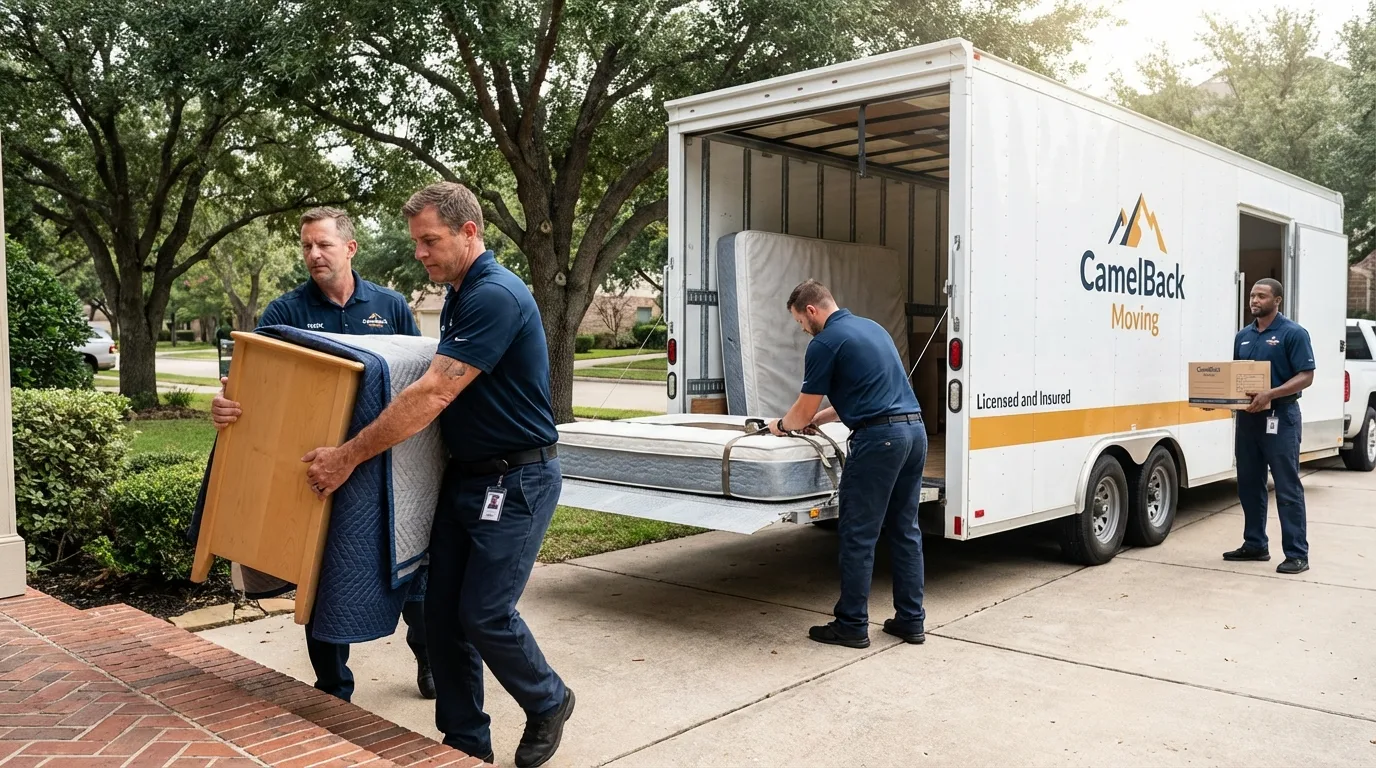 Crew loading residential truck for cross-state move from Kingwood, WV